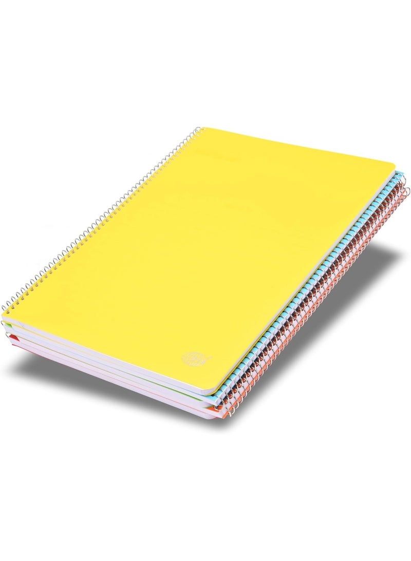 FIS Notebook A4 Size(210x297mm), PP Neon Cover, Spiral Binding, 80 Sheets, White Paper, Plain (No Ruling), Pack of 5 Assorted Neon Colors, Ideal for School Essentials - FSNBA4PPPLAST/5 - Image 1